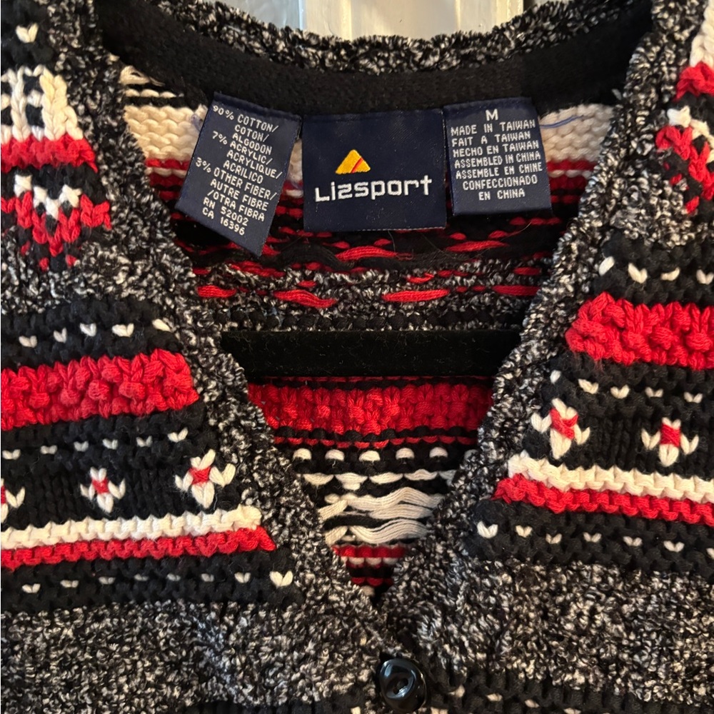 Lizsport Festive Knit Vest 100% Cotton Vintage Christmas Cottagecore Grandmacore - Picture 2 of 2